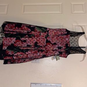 Pink floral and pokadot dress